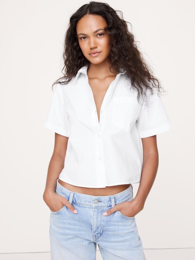 BOXY COTTON POPLIN SHORT-SLEEVE SHIRT - Image 3