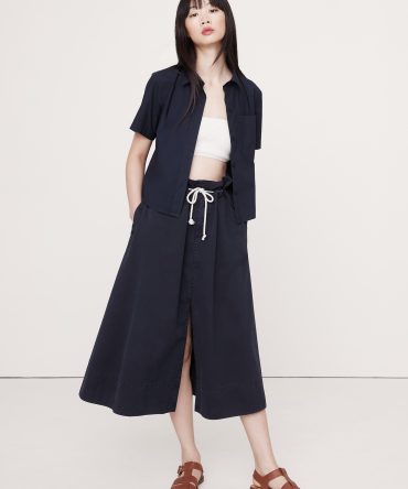 BOXY COTTON POPLIN SHORT-SLEEVE SHIRT