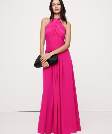 Matte Silk Halter Maxi Dress