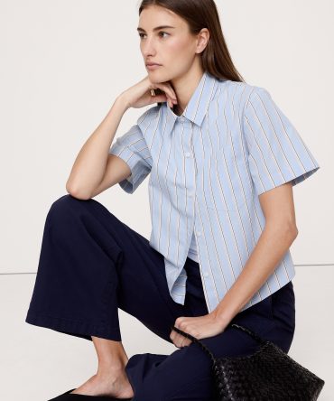 BOXY COTTON POPLIN SHORT-SLEEVE SHIRT