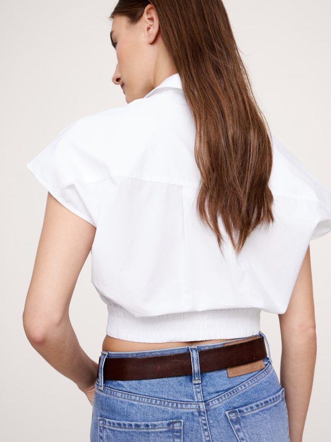 COTTON POPLIN SUPER-CROPPED SHIRT - Image 2
