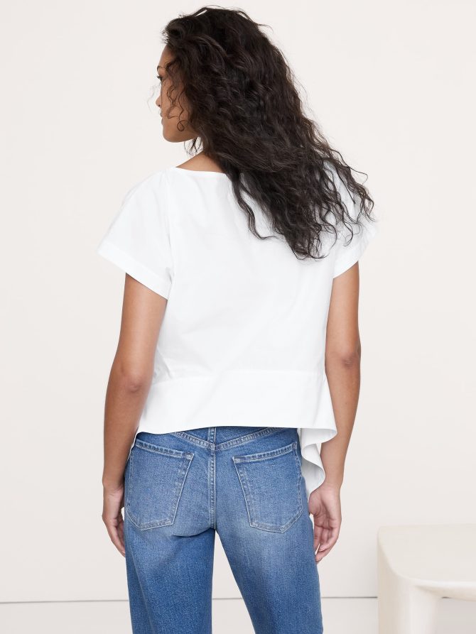 COTTON POPLIN BOATNECK ASYMMETRICAL TOP - Image 2