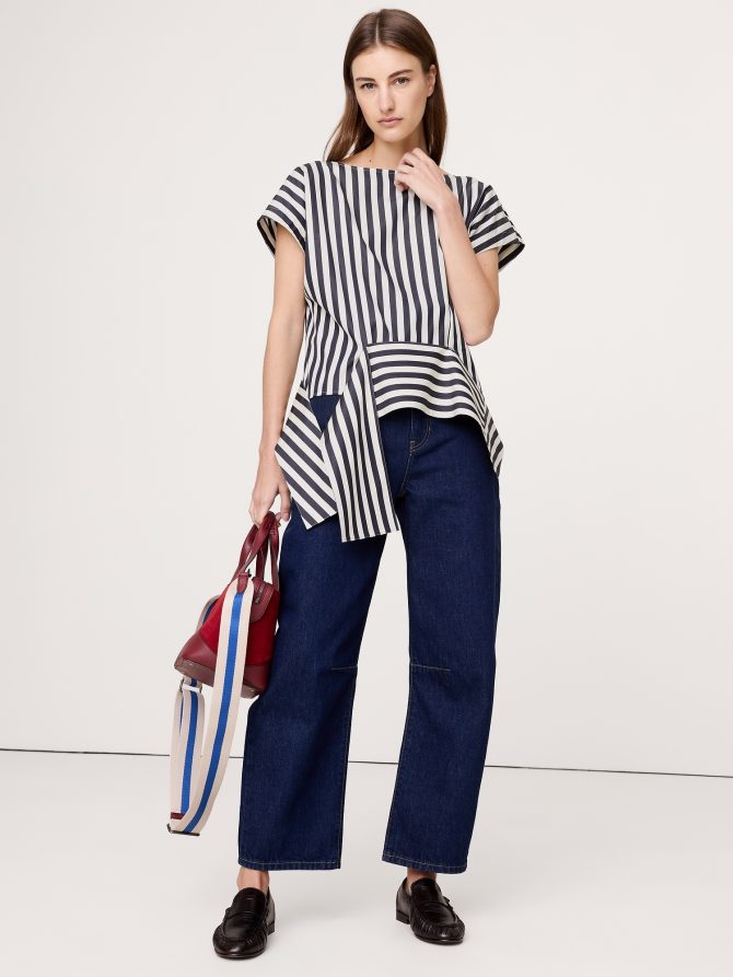 COTTON POPLIN BOATNECK ASYMMETRICAL TOP - Image 6