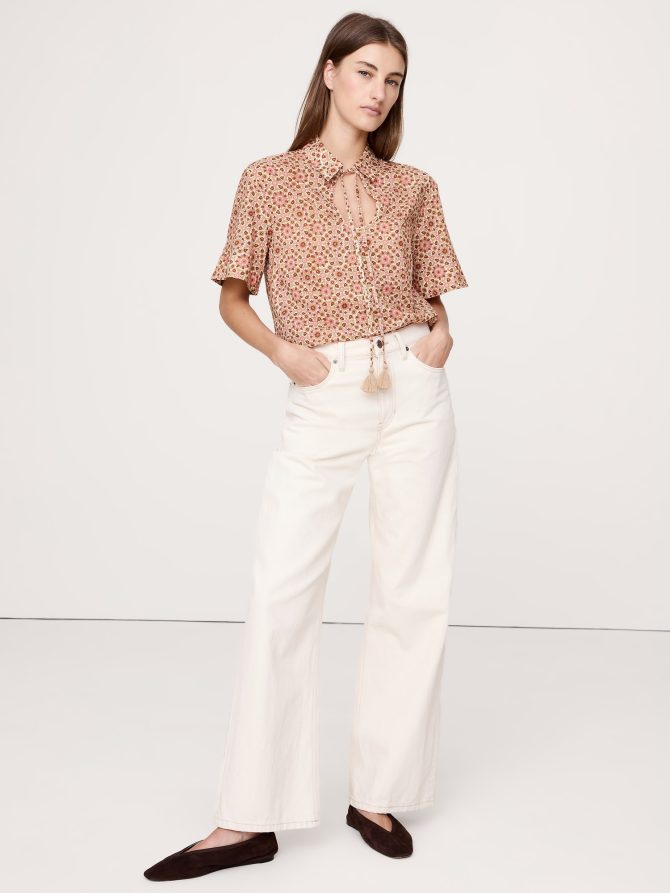 COTTON POPOVER SHIRT WITH TASSEL TIE - Image 6