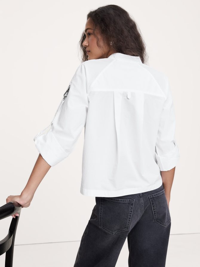 COTTON POPLIN ZIP POPOVER TOP - Image 3
