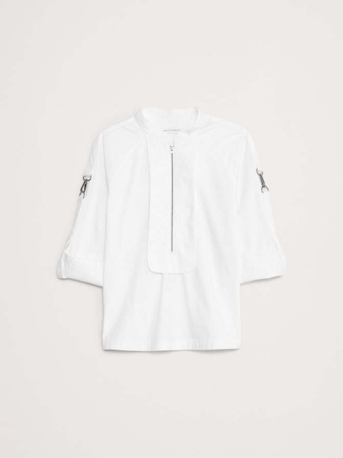 COTTON POPLIN ZIP POPOVER TOP - Image 5