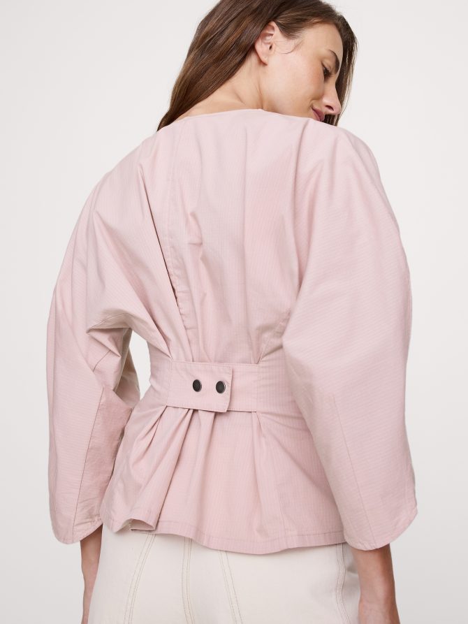 STRETCH-COTTON UTILITY PEPLUM TOP - Image 2