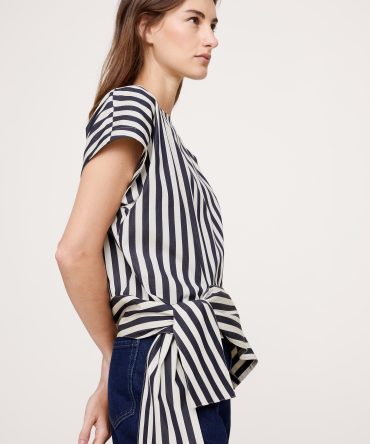COTTON POPLIN BOATNECK ASYMMETRICAL TOP