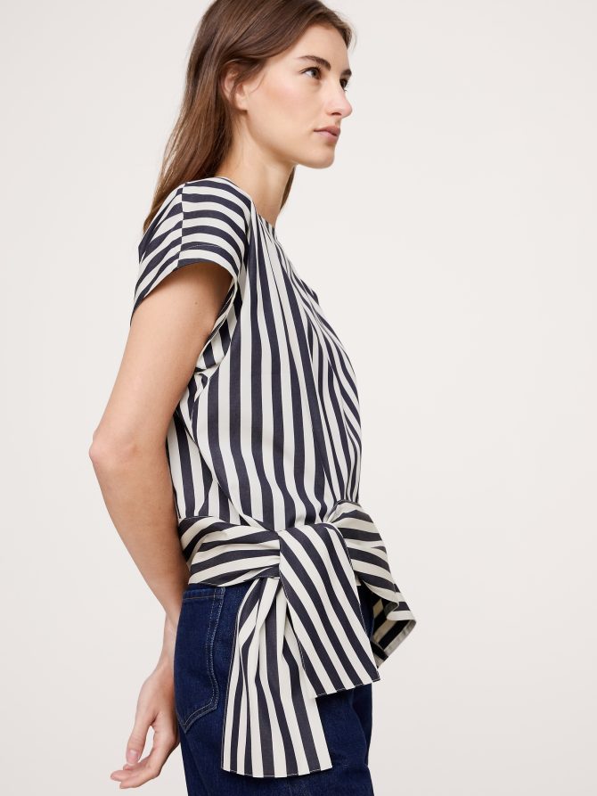 COTTON POPLIN BOATNECK ASYMMETRICAL TOP