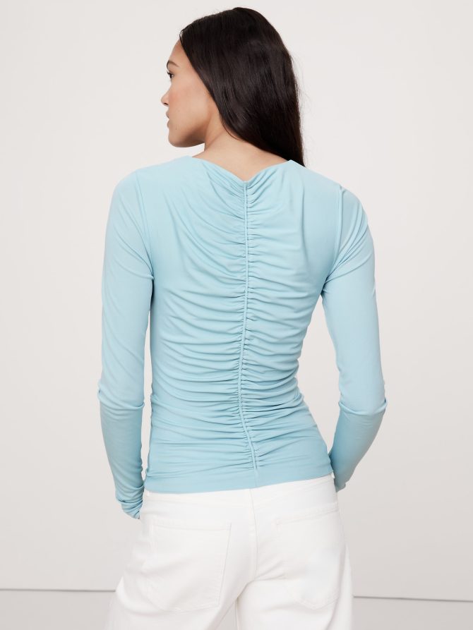 Crepe Ruched V-Neck Top - Image 2