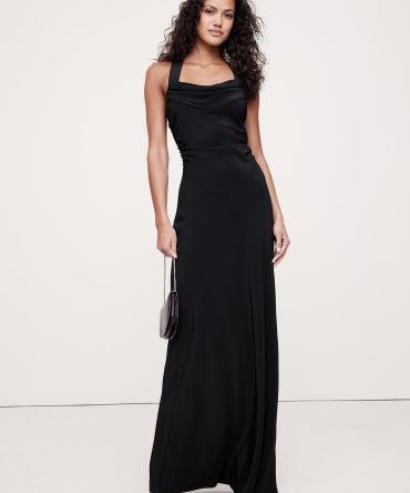 Matte Silk Cowl-Neck Backless Maxi Dress