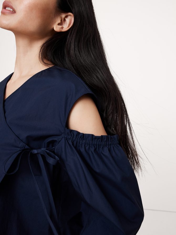 Cotton Poplin Puff-Sleeve Cropped Top - Image 7