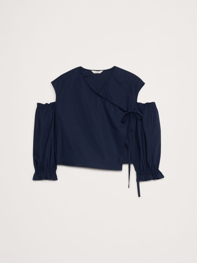 Cotton Poplin Puff-Sleeve Cropped Top - Image 8