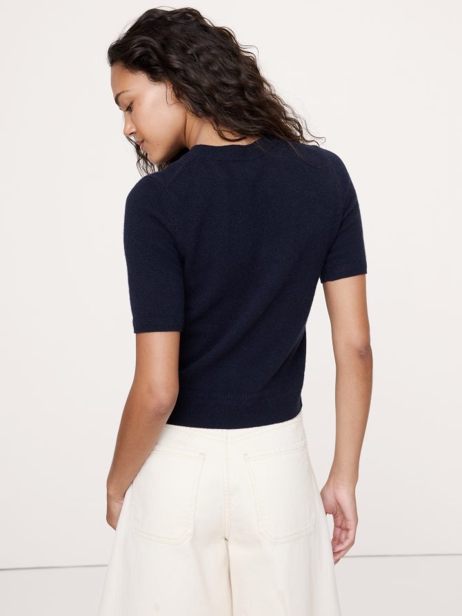 Lightweight Cashmere Short-Sleeve Sweater - Image 8