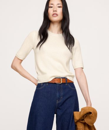 Lightweight Cashmere Short-Sleeve Sweater