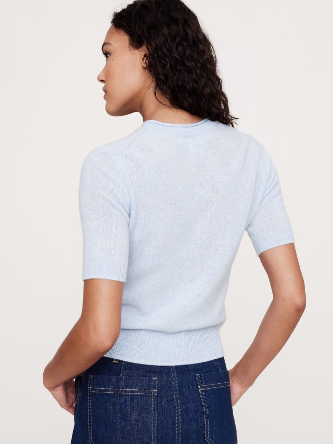 Lightweight Cashmere Short-Sleeve Sweater - Image 5
