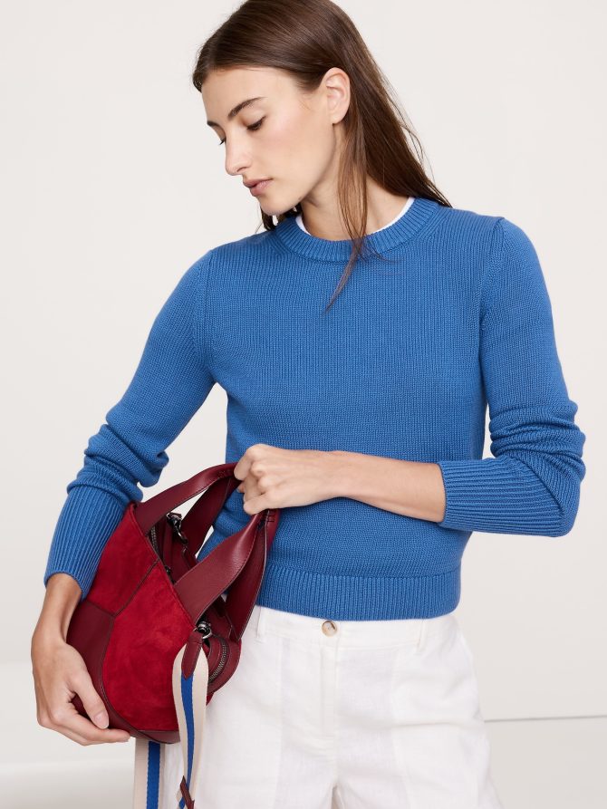 Cotton-Silk Crew-Neck Sweater