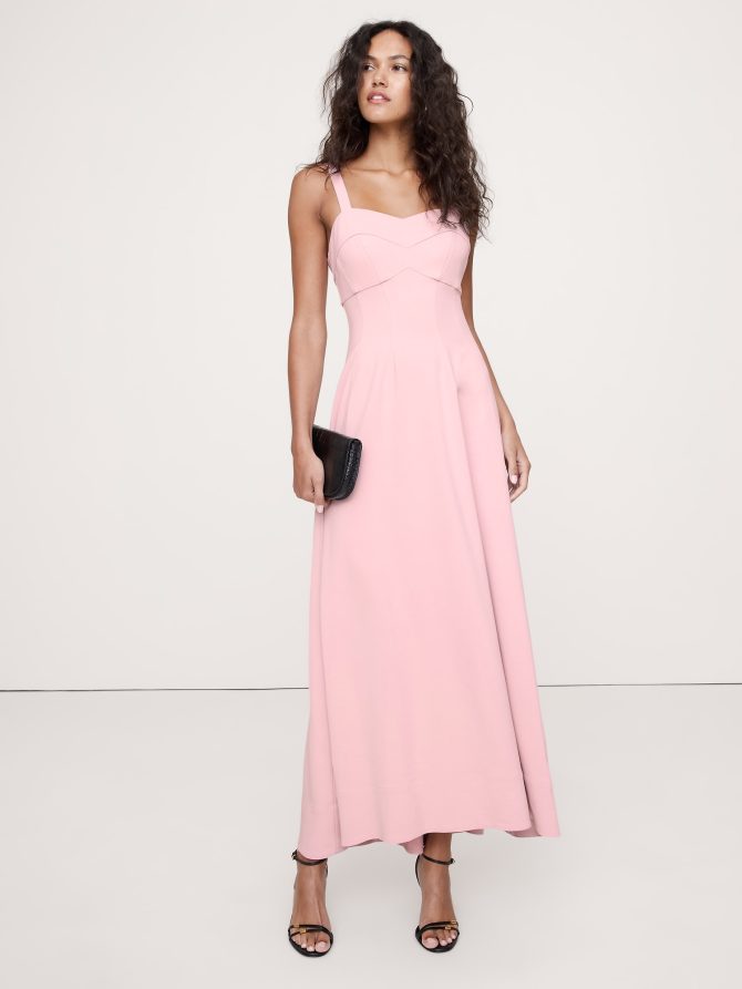 STRETCH-SATEEN SWEETHEART MAXI DRESS