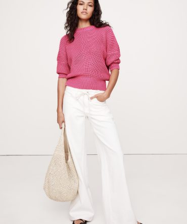 Cotton Cropped Dolman Sweater
