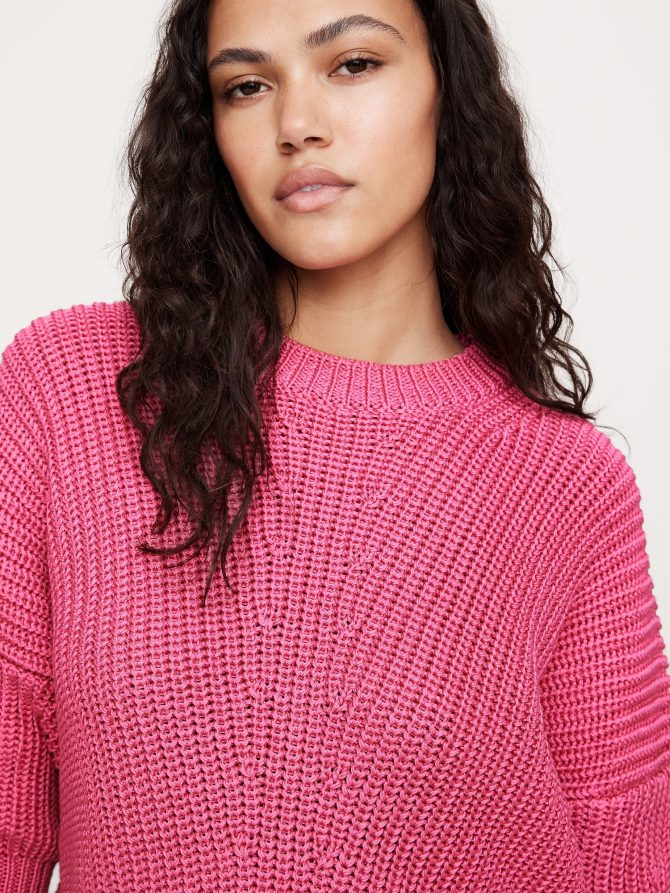 Cotton Cropped Dolman Sweater - Image 4