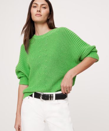 Cotton Cropped Dolman Sweater
