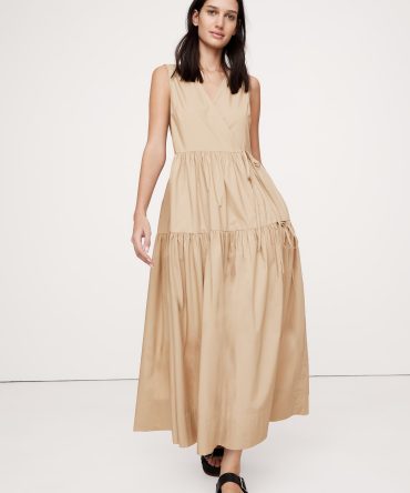 Cotton Poplin Wrap Maxi Dress