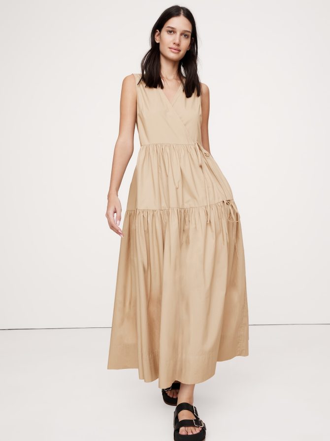 Cotton Poplin Wrap Maxi Dress