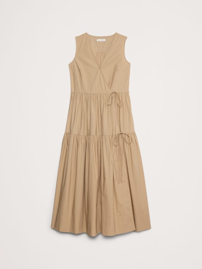 Cotton Poplin Wrap Maxi Dress - Image 5