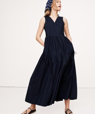 Cotton Poplin Wrap Maxi Dress