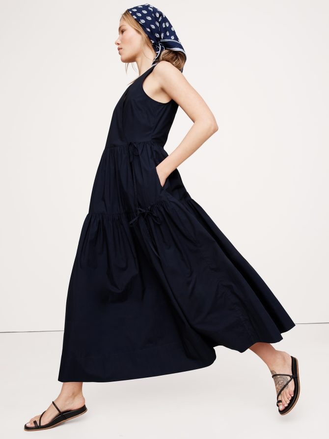 Cotton Poplin Wrap Maxi Dress - Image 4