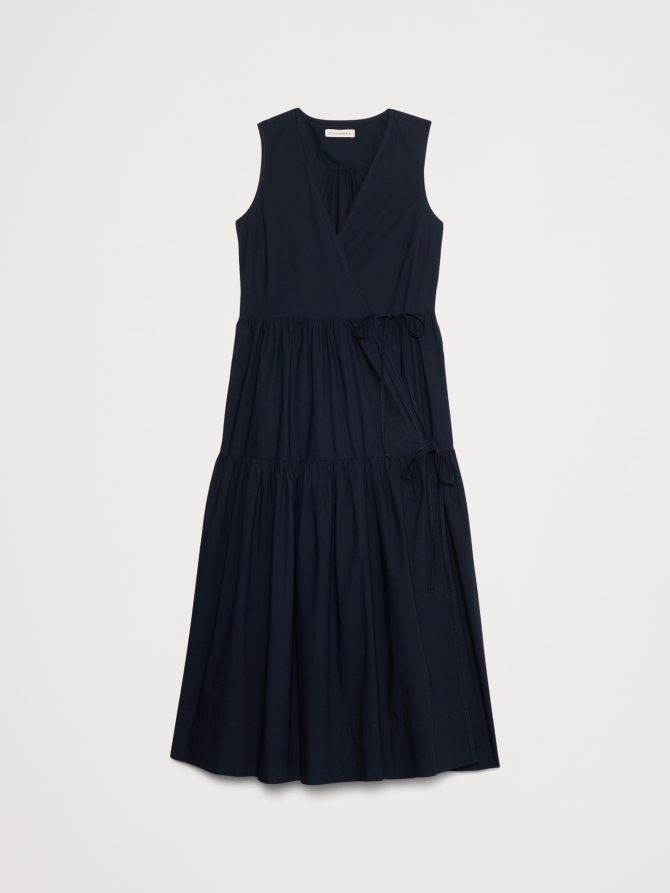 Cotton Poplin Wrap Maxi Dress - Image 5