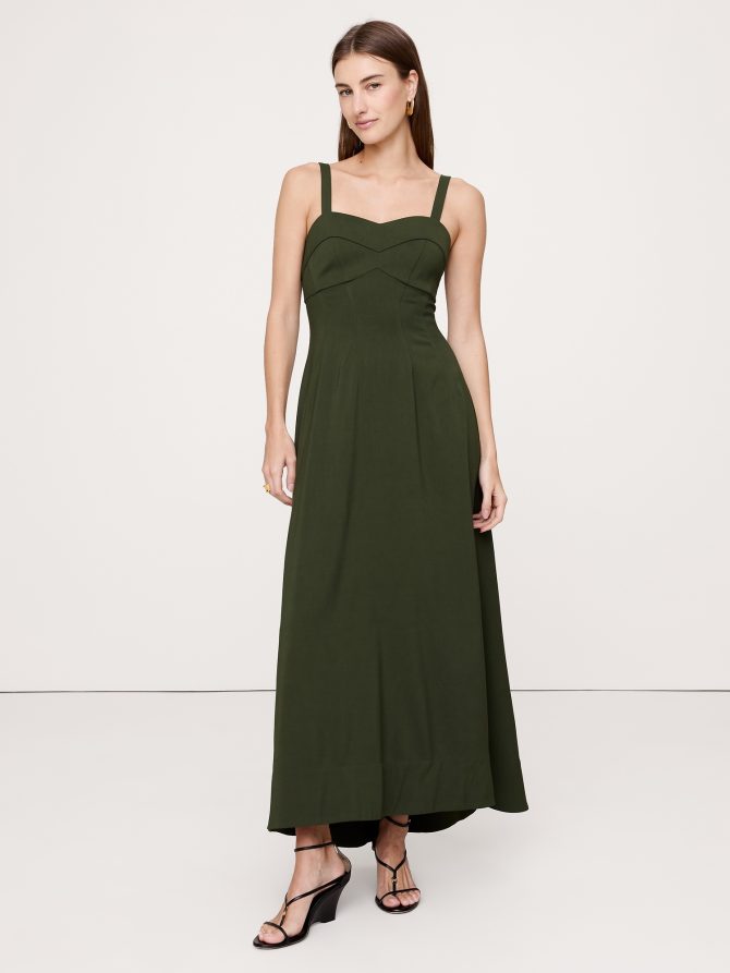 STRETCH-SATEEN SWEETHEART MAXI DRESS
