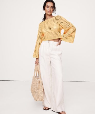 Cotton Crochet-Style Cropped Sweater