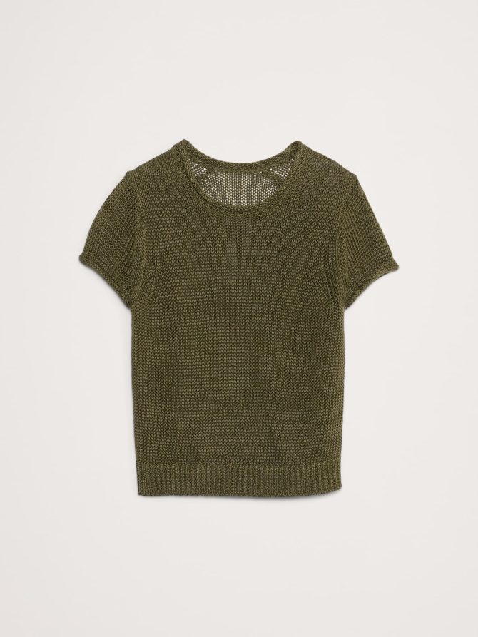 Fitted Linen Short-Sleeve Sweater - Image 5