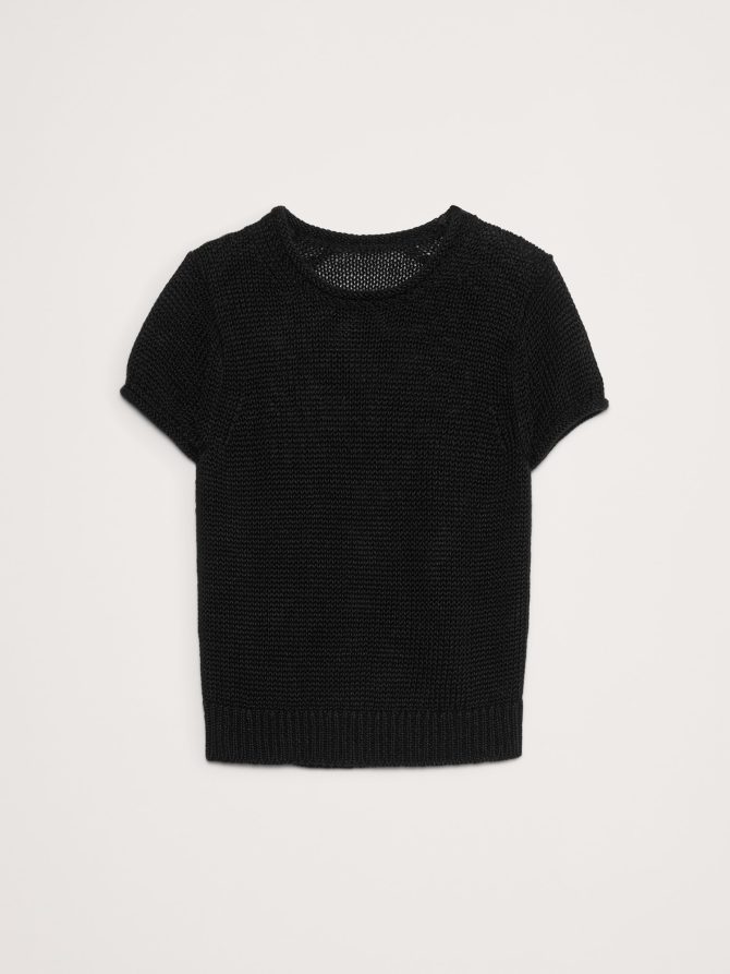 Fitted Linen Short-Sleeve Sweater - Image 8