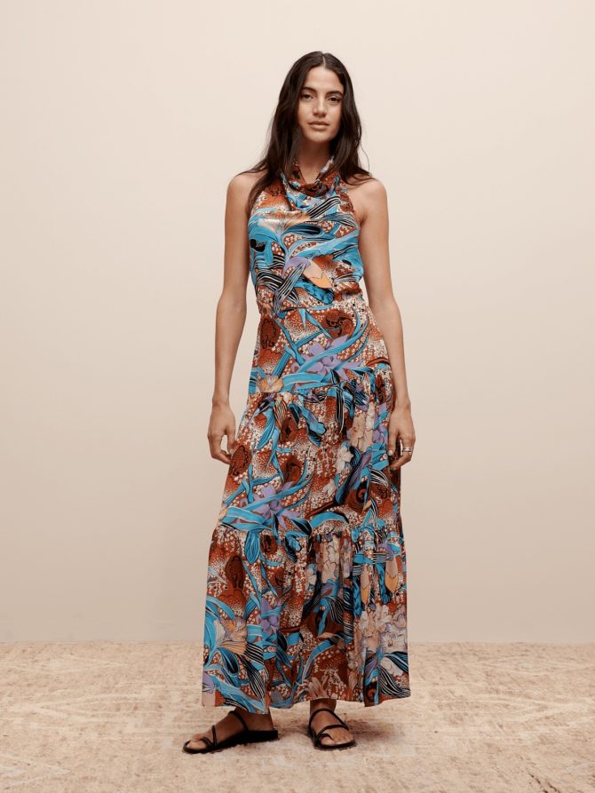 The White Lotus Matte Silk Halter Maxi Dress - Image 2