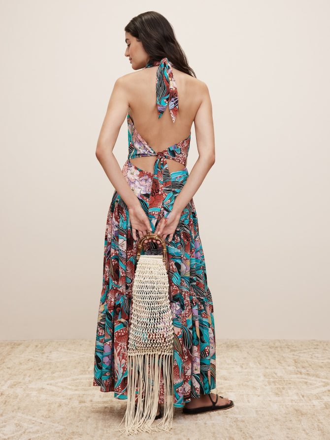 The White Lotus Matte Silk Halter Maxi Dress - Image 3