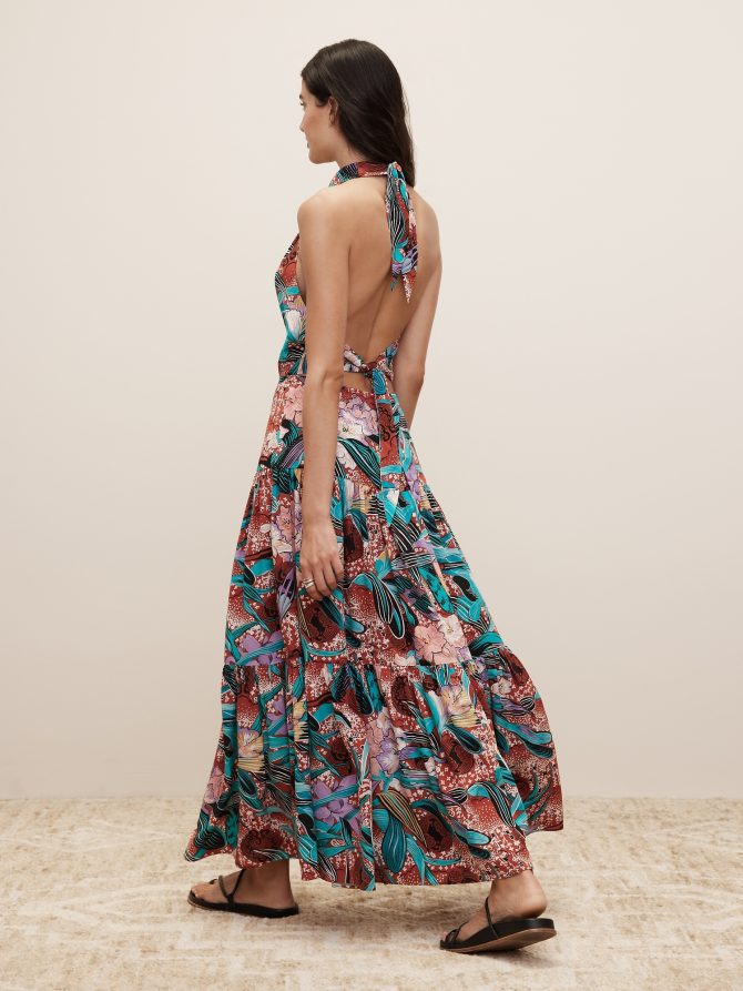 The White Lotus Matte Silk Halter Maxi Dress - Image 5