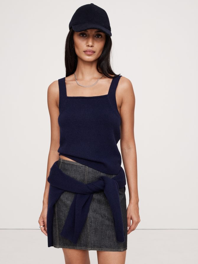 Cashmere Square-Neck Sweater Tank