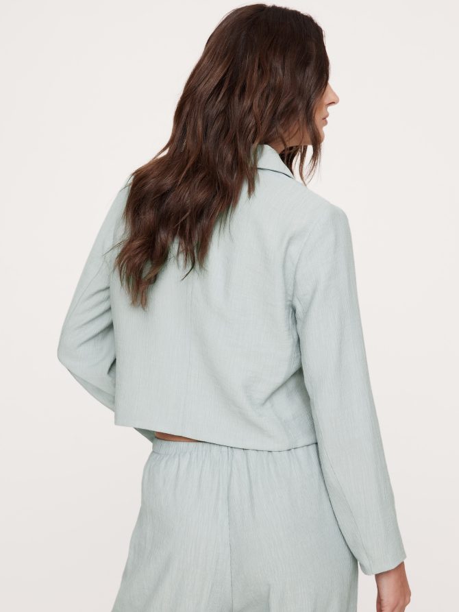 Crinkle Tie-Front Cropped Blazer - Image 3