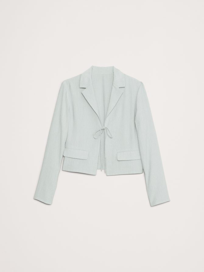 Crinkle Tie-Front Cropped Blazer - Image 5