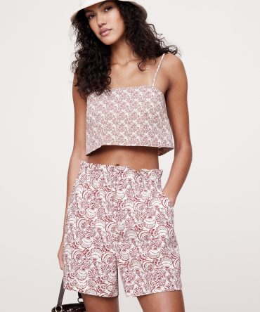 Cotton Poplin Paperbag-Waist Pull-On 3.5" Short