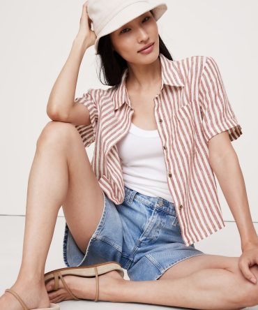 Boxy Linen Short-Sleeve Shirt