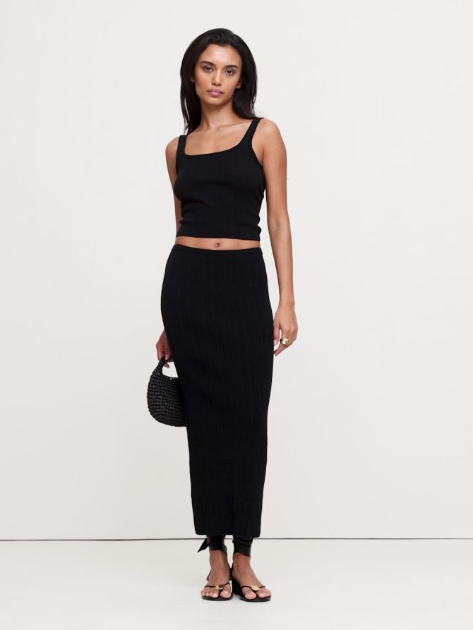 Crinkle-Knit Long Midi Skirt - Image 2