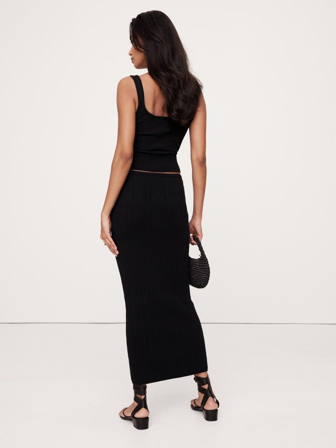 Crinkle-Knit Long Midi Skirt - Image 3