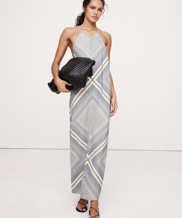 Cotton-Silk Halter Maxi Dress