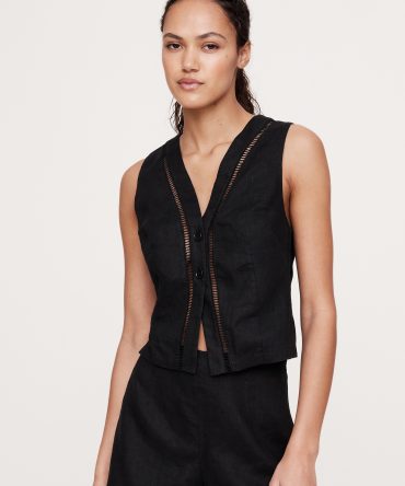 Lace-Trim Linen Vest