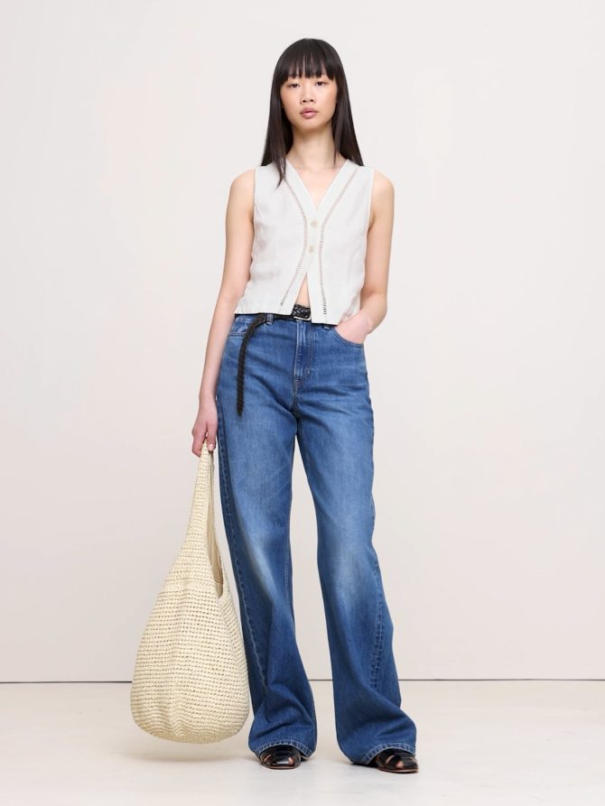 Lace-Trim Linen Vest - Image 2