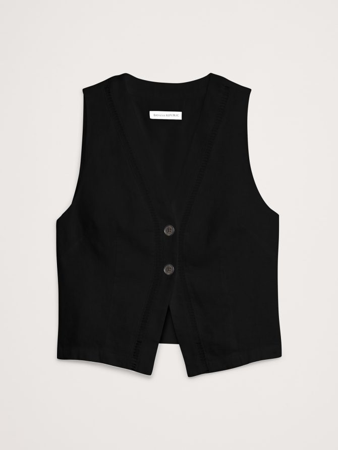 Lace-Trim Linen Vest - Image 3