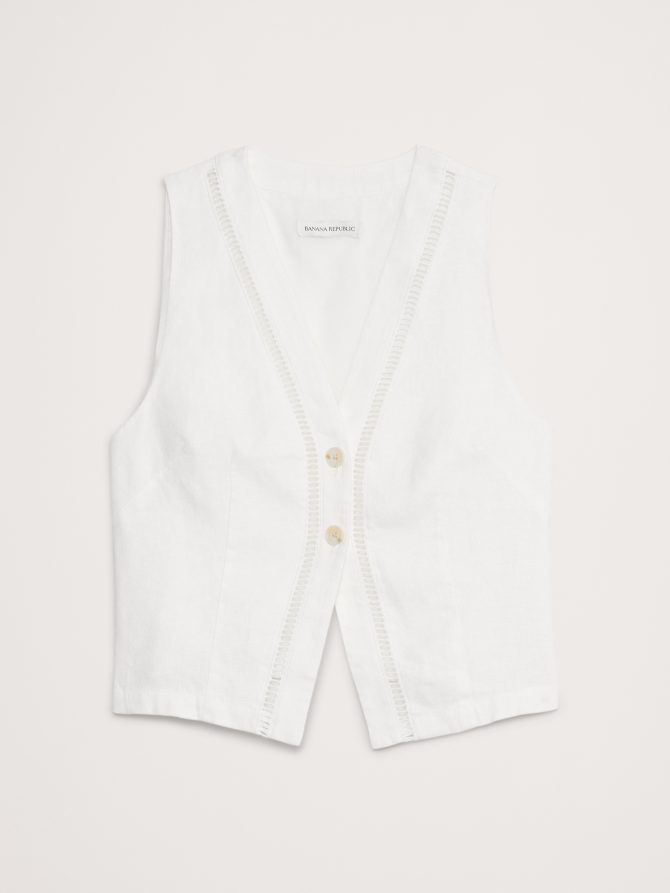 Lace-Trim Linen Vest - Image 6